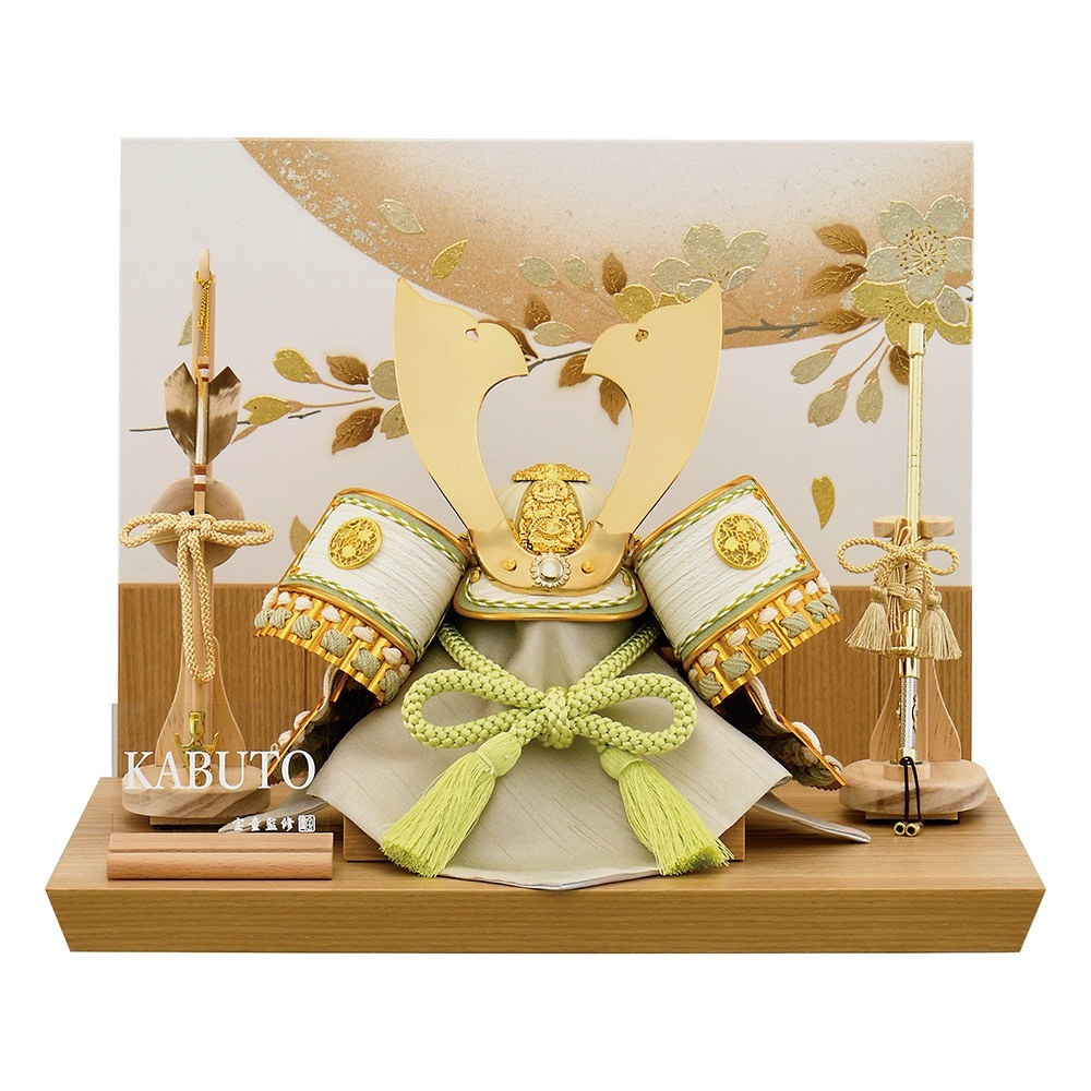 五月人形 お祝い 初節句 コンパクト 兜飾り 平飾り 8号 白金大鍬兜