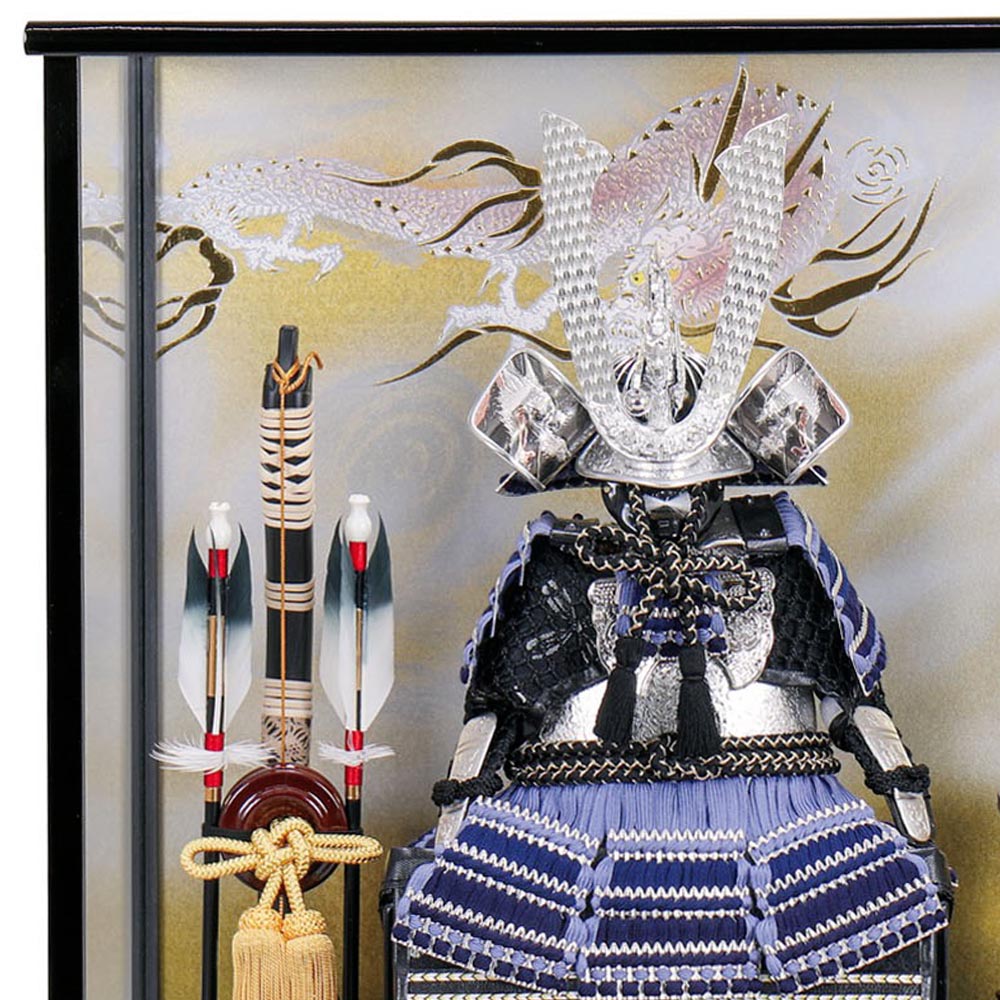 五月人形 武士の鎧　ケース&オルゴールつき 5月人形 五月人形 お祝い 鎧飾り 4号 ケース飾り ガラスケース