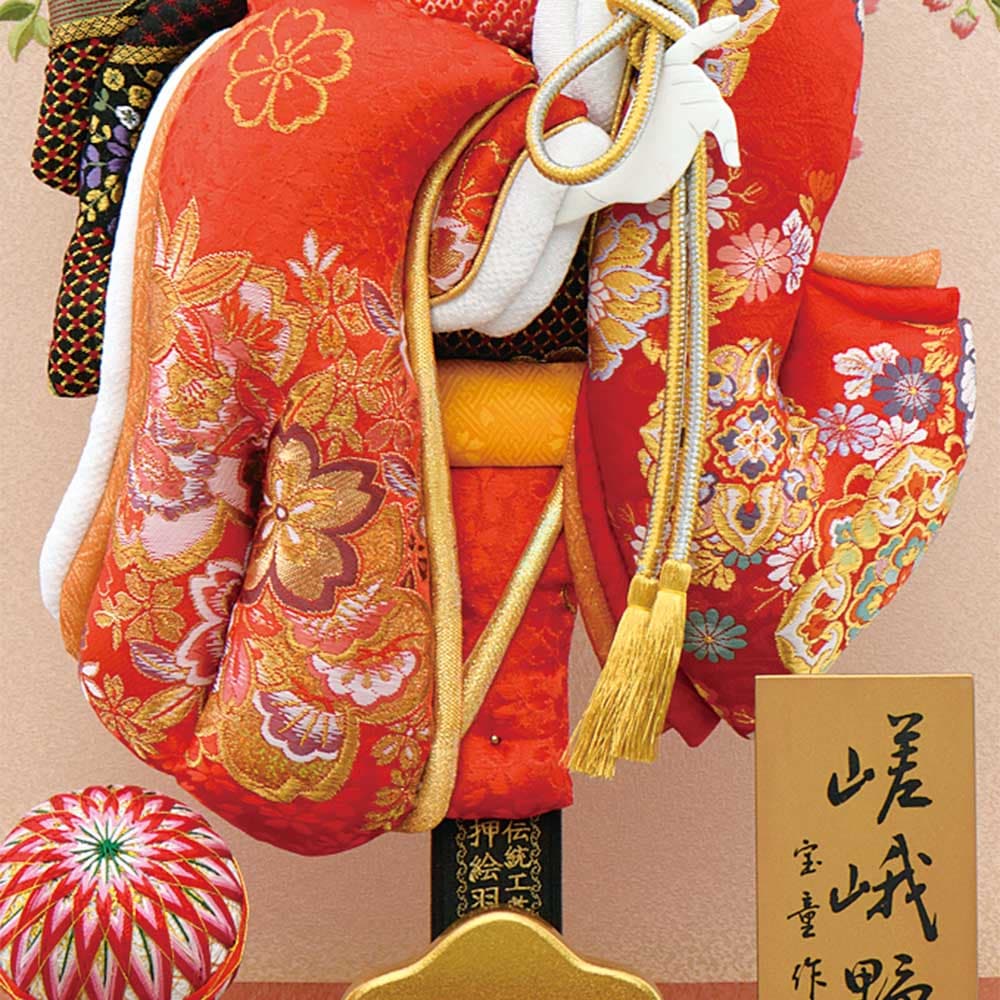 羽子板　宝童作　振袖刺繡ガラスケース２０号・間口約４０×奥行約３２×高さ約７５㎝ 羽子板ケース入り飾りセット【A1807】インターネット店だけ