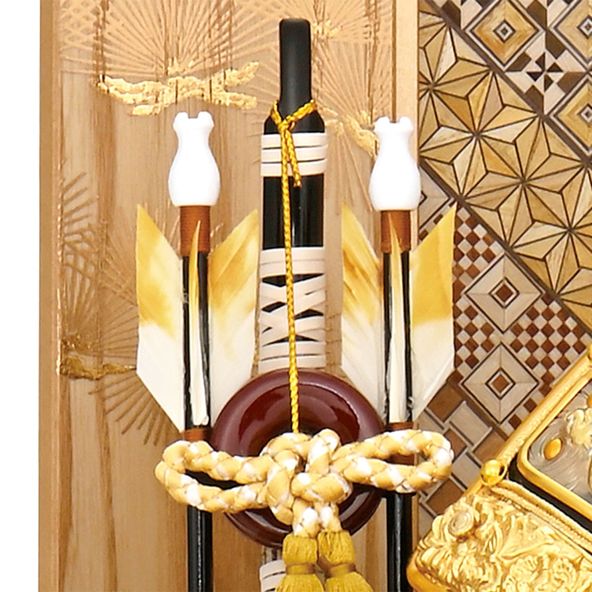 五月人形 収納飾り コンパクト 徳川 兜飾り 寄木細工 ミニ おしゃれ 金