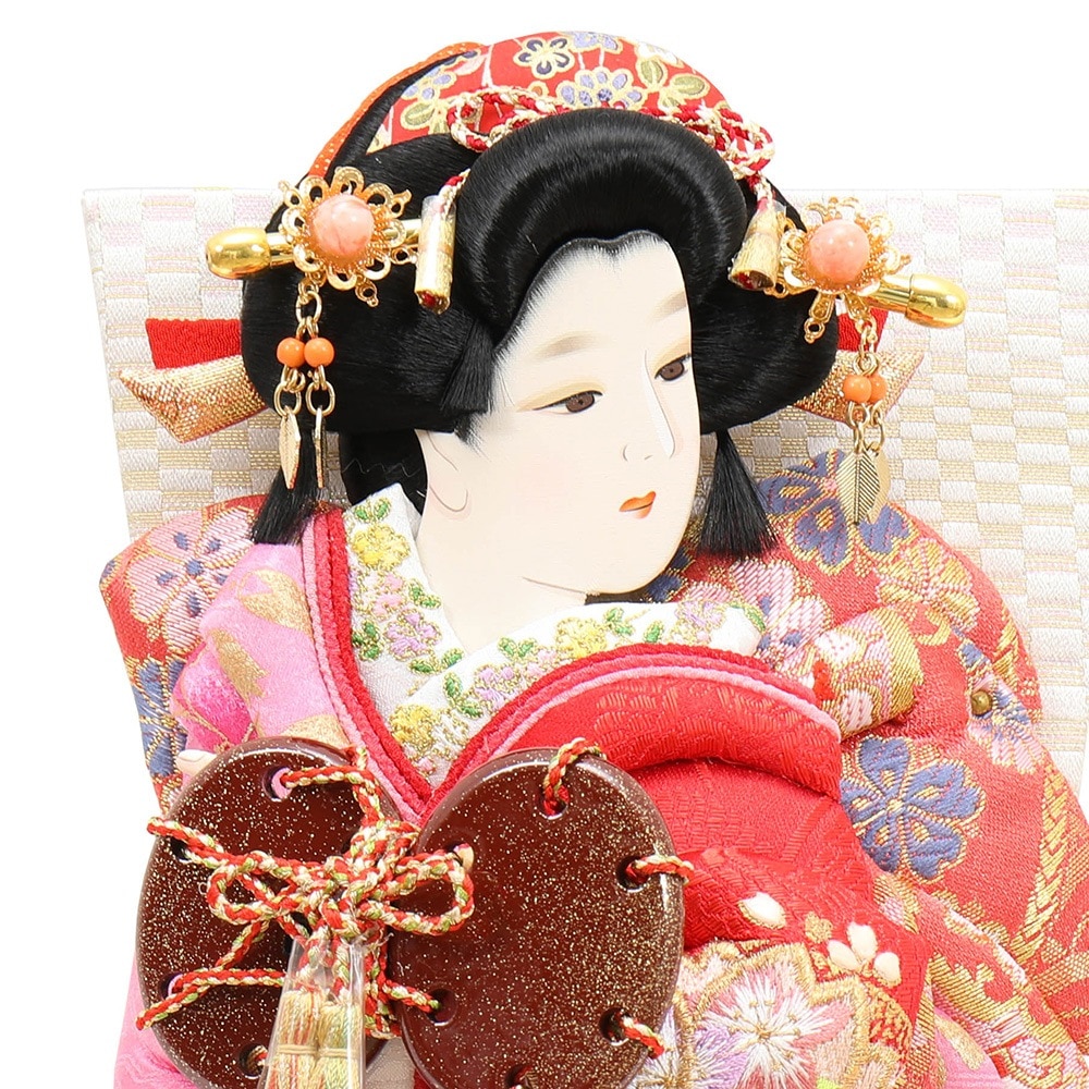 羽子板 単品 お祝い 10号 正絹振袖 浅妻 赤 ピンク おしゃれ かわいい