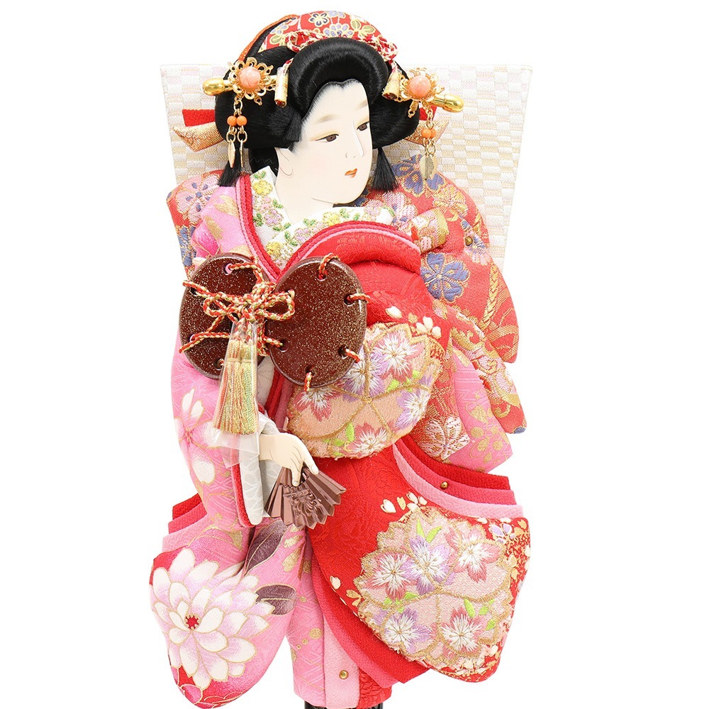 羽子板 単品 お祝い 10号 正絹振袖 浅妻 赤 ピンク おしゃれ かわいい