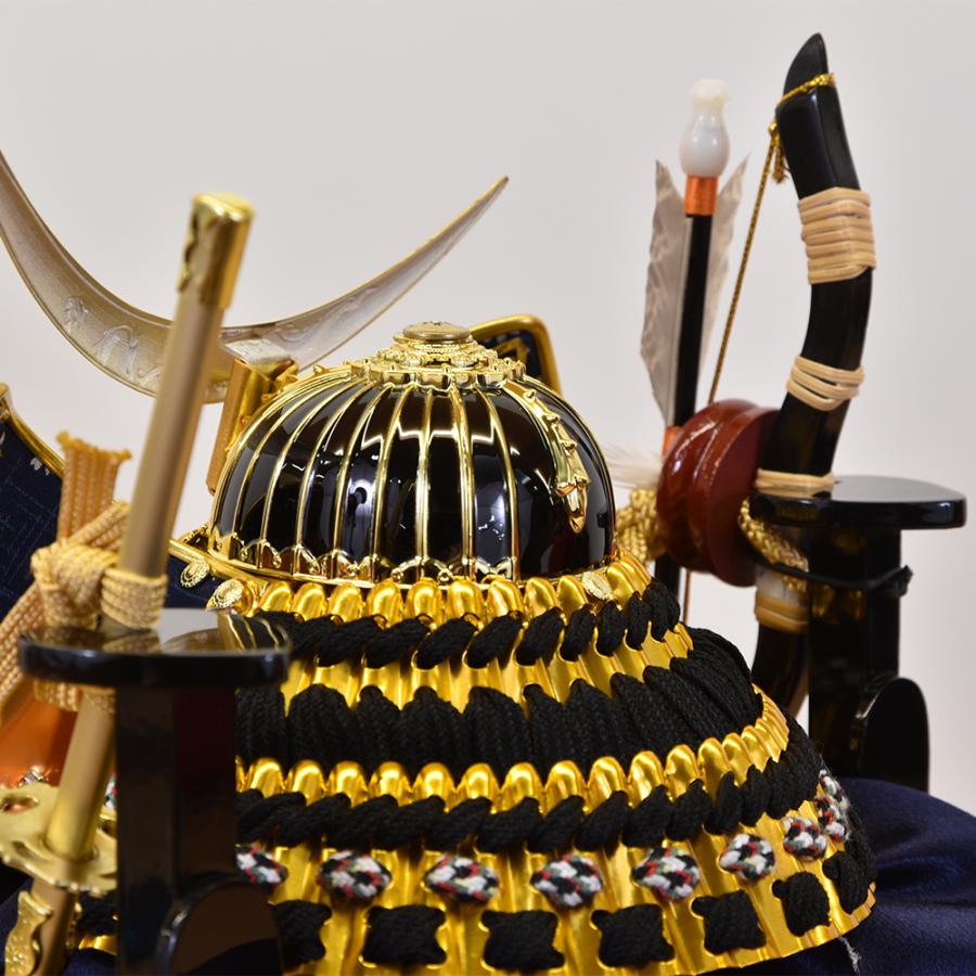 五月人形 久月作 お祝い 兜飾り ケース飾り アクリルケース 5号 青