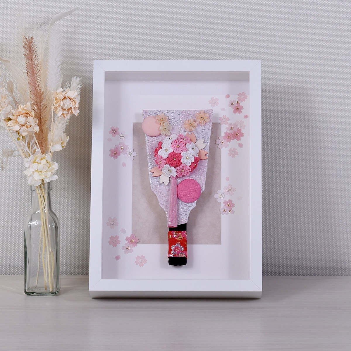 羽子板 コンパクト おしゃれ つまみ細工 ミニ かわいい 7号 (高さ32cm