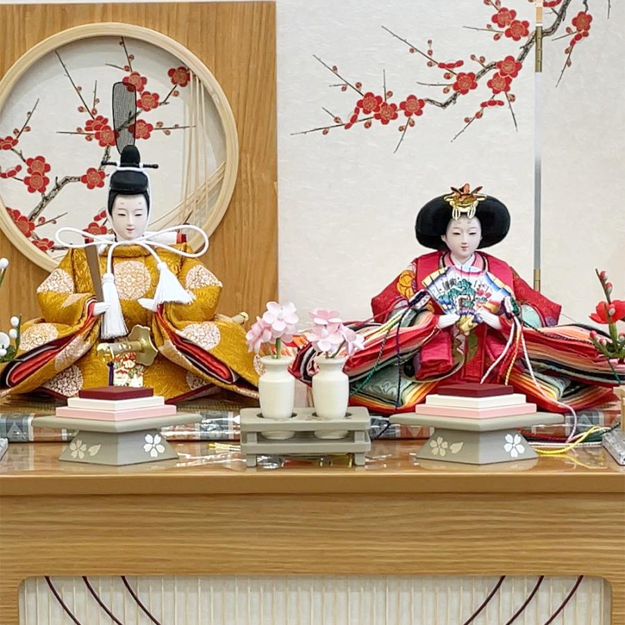 雛人形 久月 ひな人形 お祝い コンパクト 親王飾り 収納飾り 木目