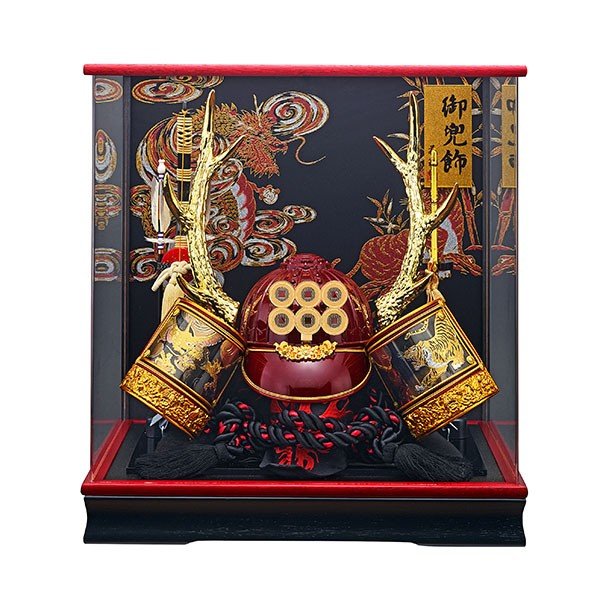 五月人形 真田幸村 鹿野角 ケース飾り 着用 兜飾り 着用 真田 S型 205