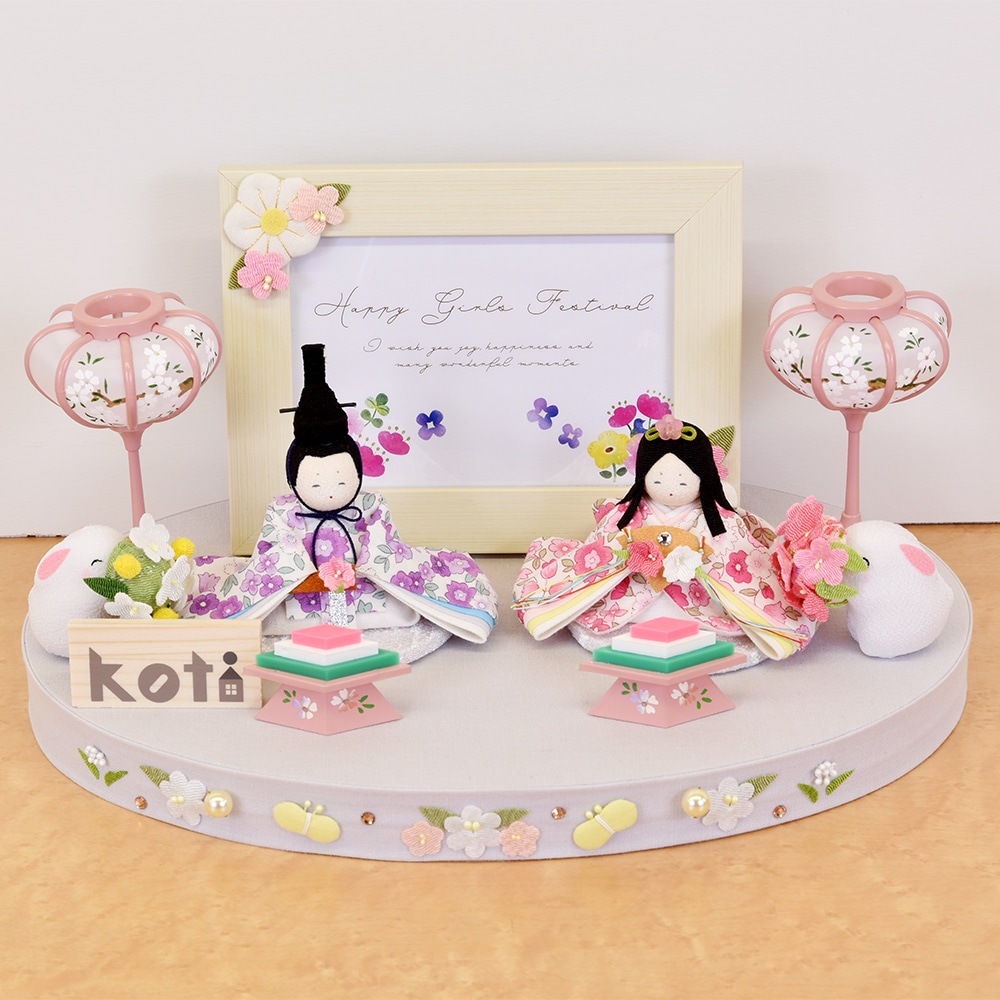 雛人形 コンパクト ちりめん ひな人形 桃花台飾り5人揃い 雛人形