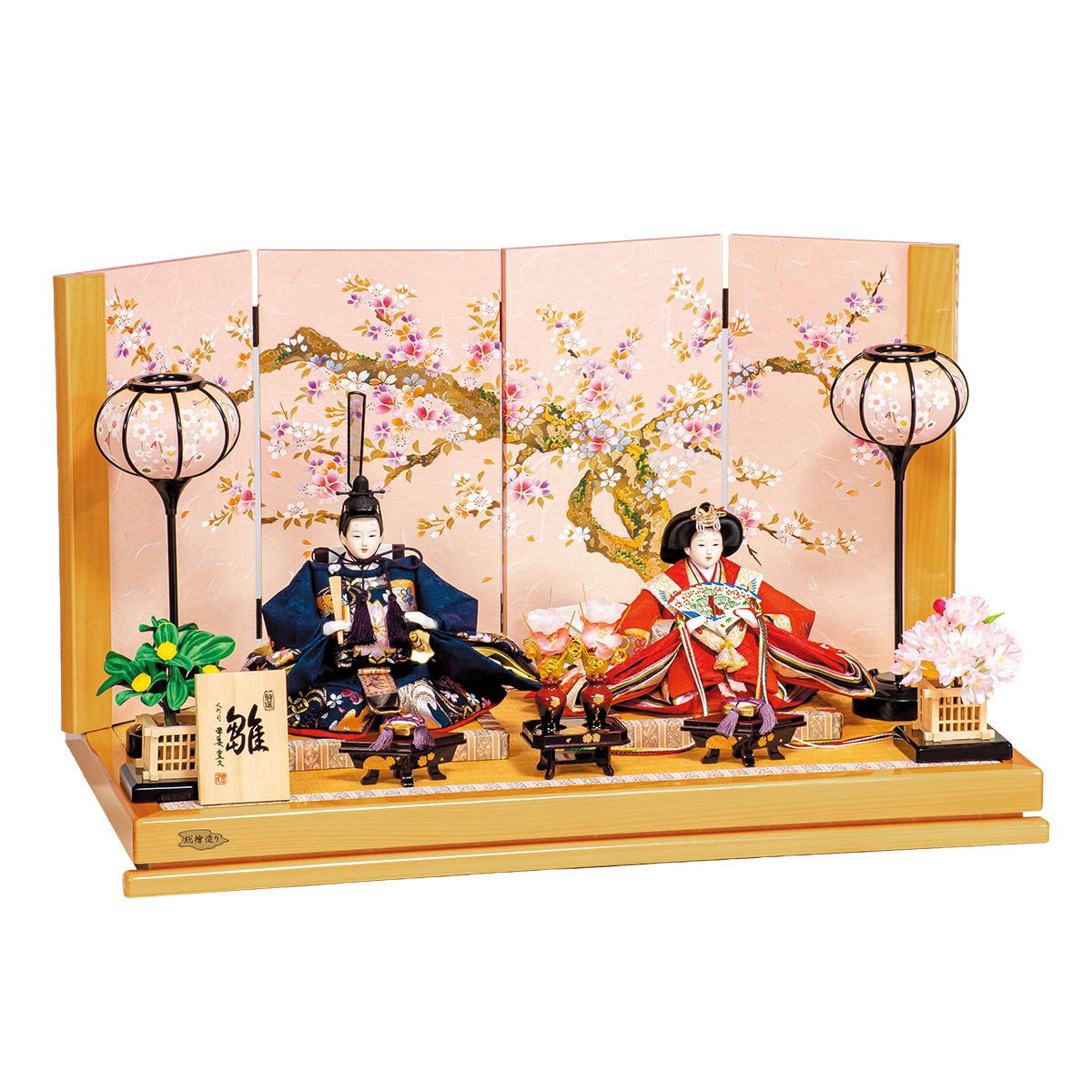 新品❗️新王飾り　ひな人形　雛飾り　おまけ付き 　送料無料　匿名配送　軽量 雛人形 おしゃれ ひな人形 親王飾り コンパクト 「しおり 薄紅桜