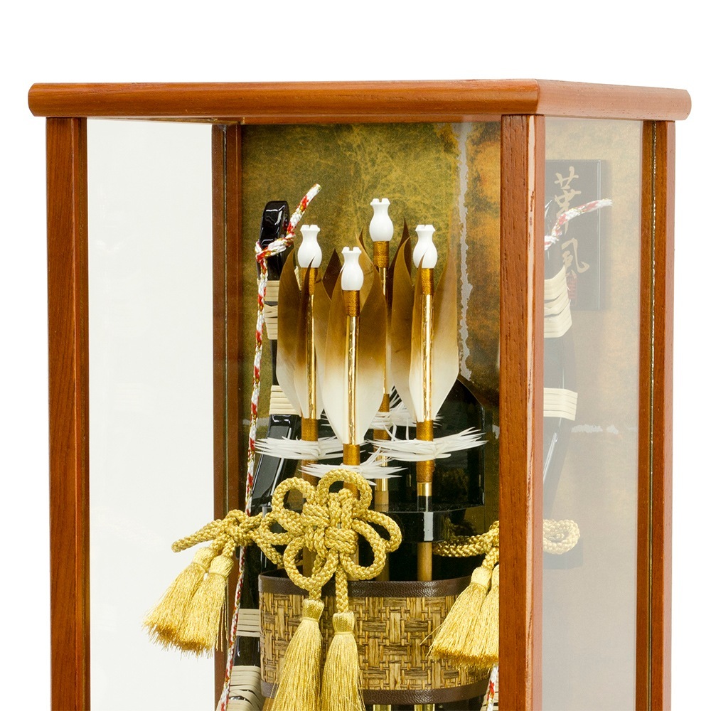 破魔弓 コンパクト おしゃれ お祝い 8号 律 G ガラス ケース飾り 茶