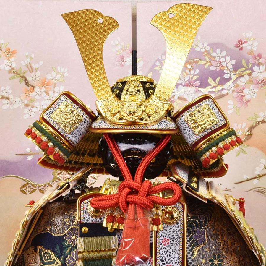 A3-1 着用鎧飾り台　五月台屏風　5月鎧飾り台　台巾105㎝位　五月人形鎧台 五月人形 コンパクト おしゃれ 鎧飾り 7号 5月人形 萌黄鎧 台 令桜 弓