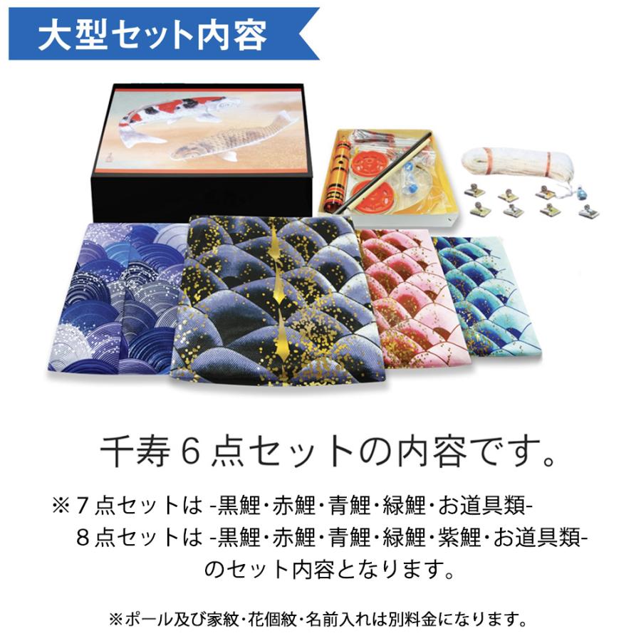 鯉のぼり 庭 園用 8m6点セット 千寿 こいのぼり ポール別売り 徳永