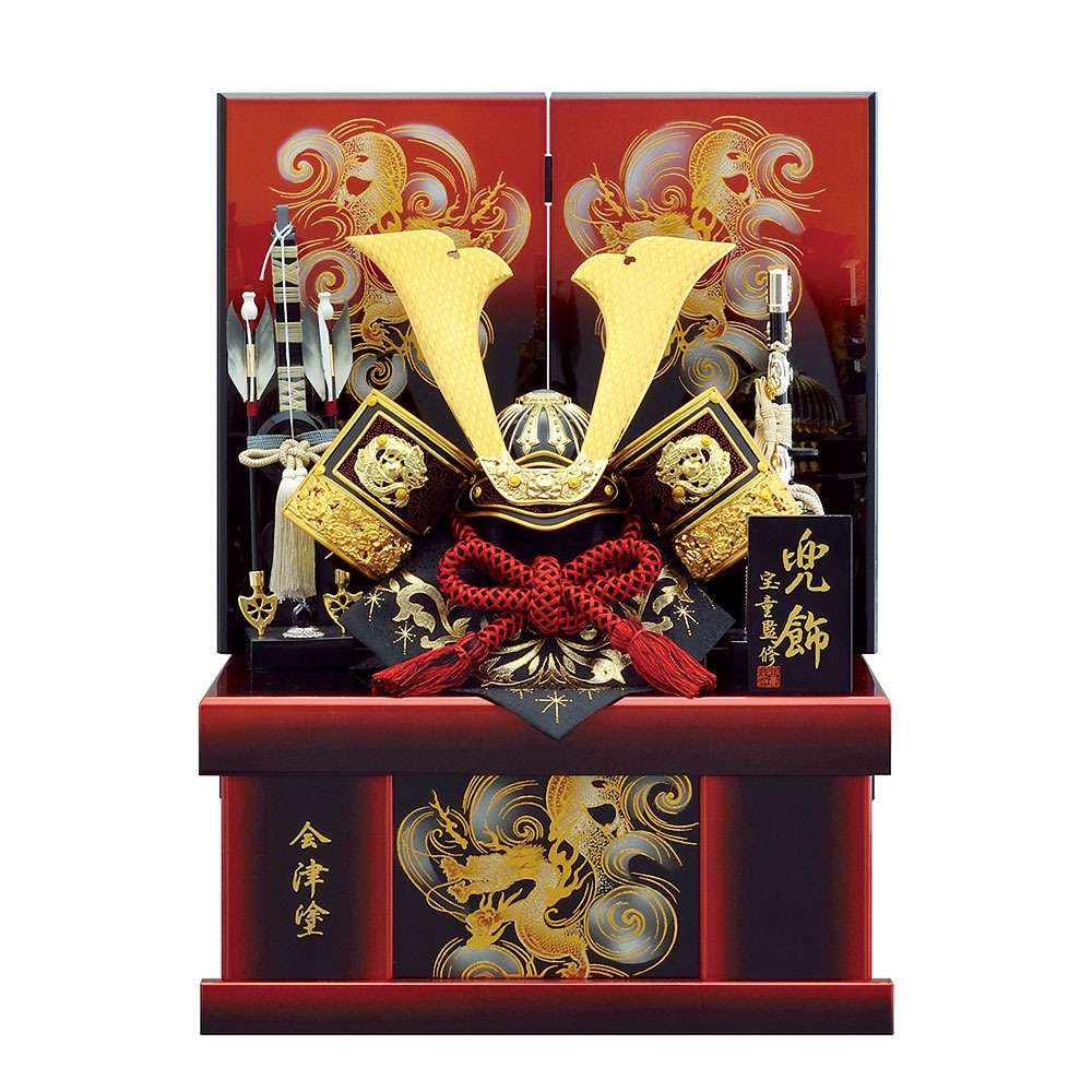 五月人形 5月人形 兜飾り 収納式 12号 中鍬竜貴兜 収納飾り 赤