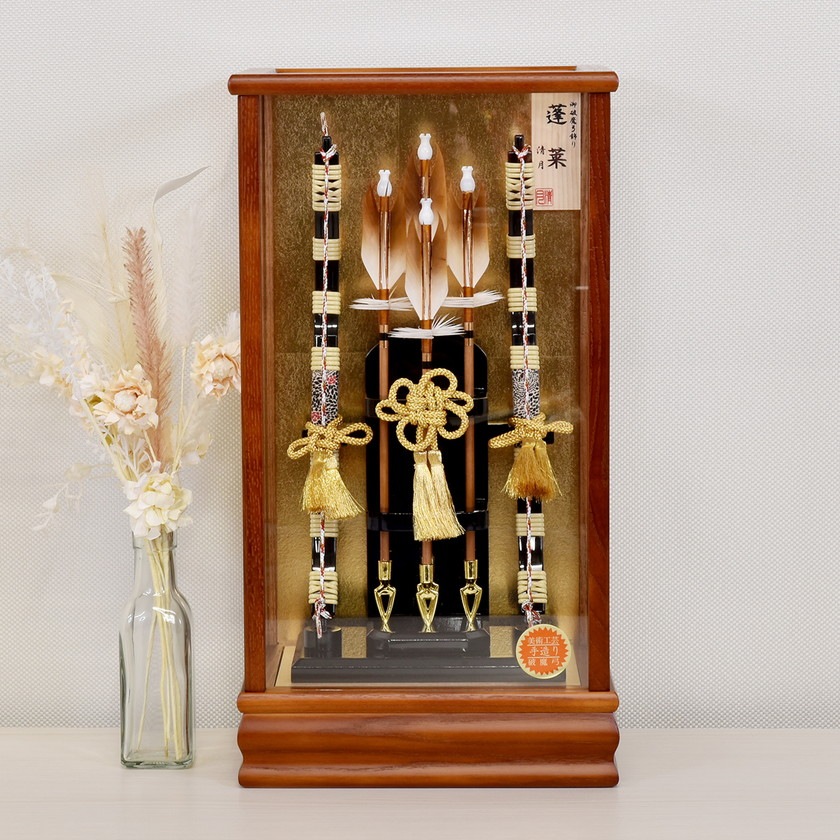 破魔弓 ケース飾り 10号 蓬莱 ガラスケース 破魔矢飾り おしゃれ 初