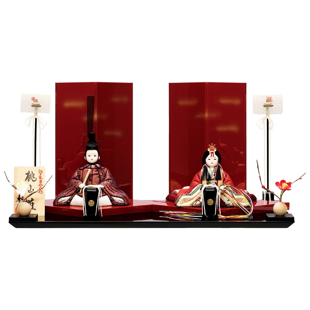 雛人形 お祝い 木目込み 一秀 ひな人形 親王飾り 黒 赤 桃山雛 17号