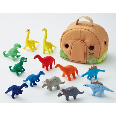 ヌビ　入園入学3点セット　恐竜　ダイナソー　モカ　ブラウン 布製ダイナソーロックハウス