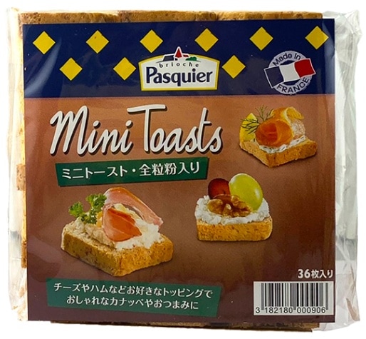 ミニトースト 全粒粉(80g/36枚入り)ブリオッシュパスキエ 【24/3/食品】