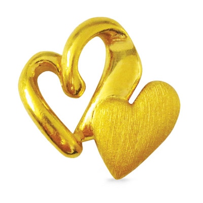 寄り添いあうハートのペア 純金ペンダント