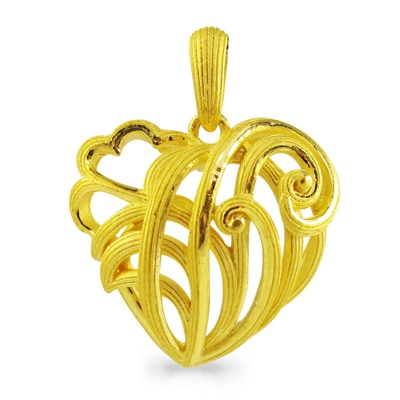 ダイナミックなハートの作品 純金ペンダント