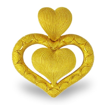 豊かな表情のハートモチーフ 純金ペンダント