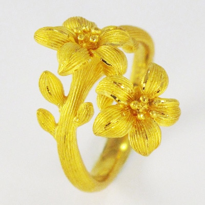 ジャスミンの花 純金リング