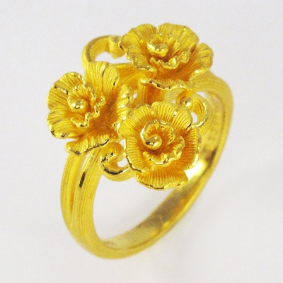 花束モチーフ 純金リング