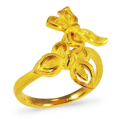 蝶が舞う優雅で気品な逸品 純金リング