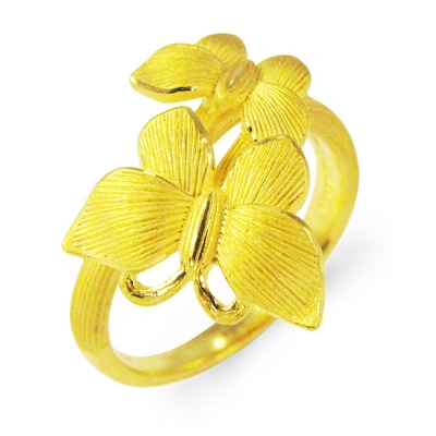 恋人同士の2匹の蝶がモチーフ 純金リング