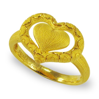 大小2つのハートが一体化 純金リング