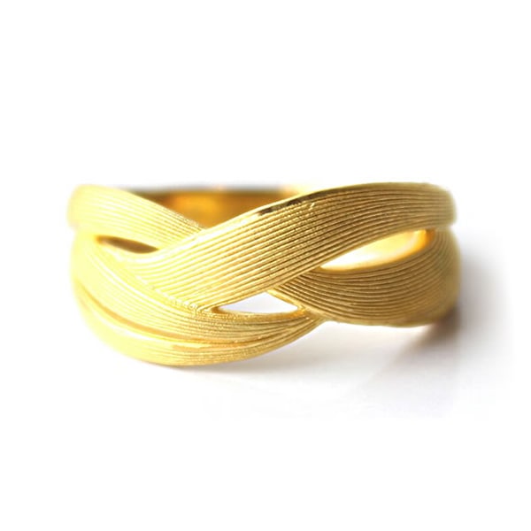 エレガントなヘアライン 純金リング