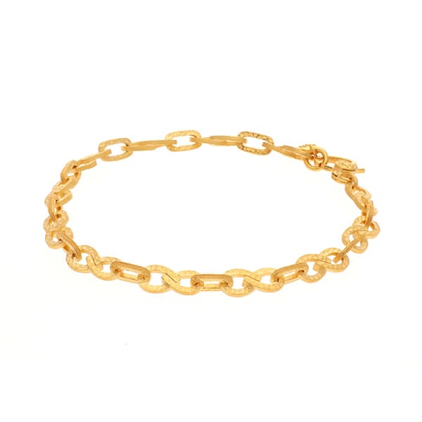 ＜メンズ＞2面カット アズキ 純金ブレスレット(長19cm)