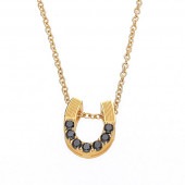 ＜メンズ＞ブラックダイヤモンド ホースシュー 純金ペンダント（ネックレス紐付）