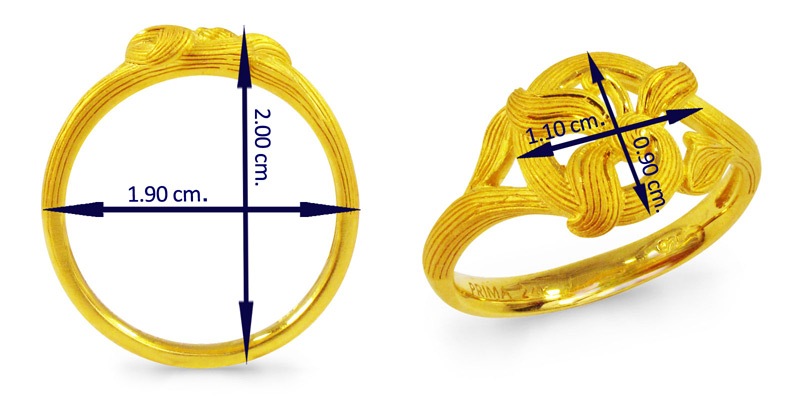 タイ数字の1とスィートピーを組み合わせ 純金リング