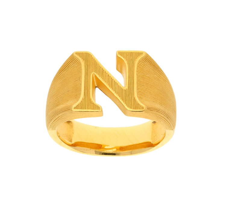 <メンズ>イニシャルN(アルファベット) 純金リング