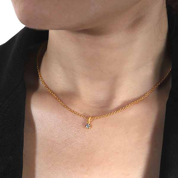 一粒ダイヤモンド 純金ペンダント