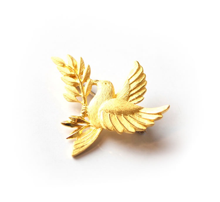 平和の象徴 鳩 純金ブローチ