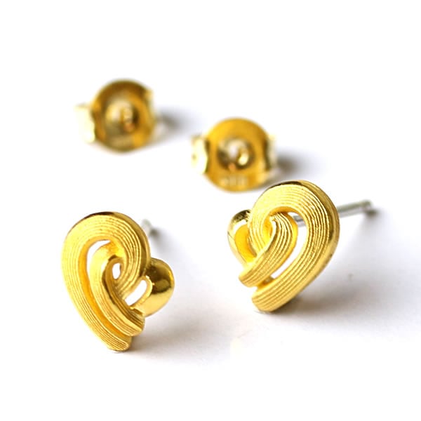 ダブルハート 純金ピアス