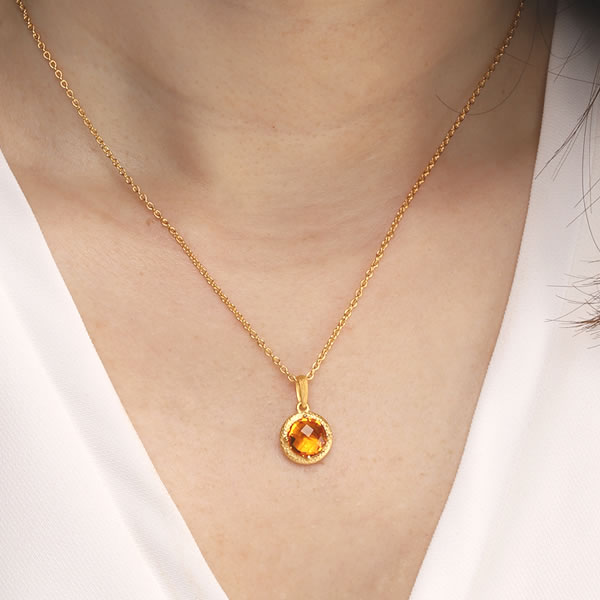 シトリン 1.8ct 純金ペンダント