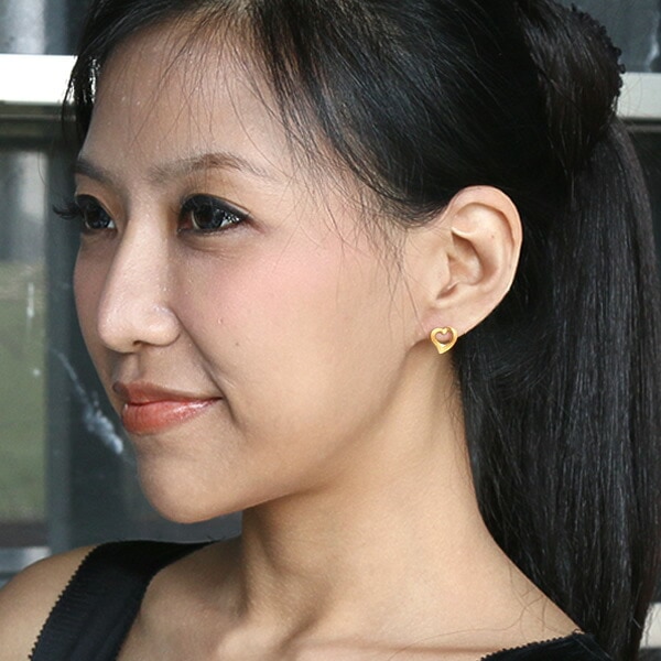 オープンハート 純金ピアス