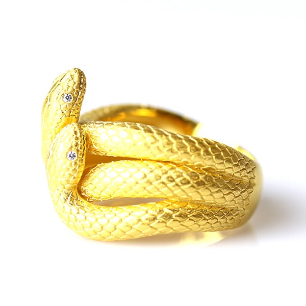 K18美品ヘビモチーフゴールドリング　14号　832K2509 2匹の蛇モチーフ 純金リング｜レディース,リング商品｜PRIMA
