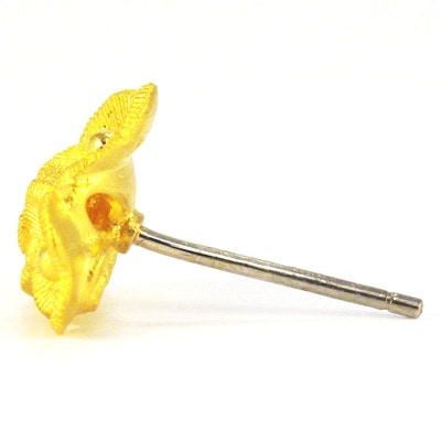 寄り添う3輪フラワー 純金ピアス