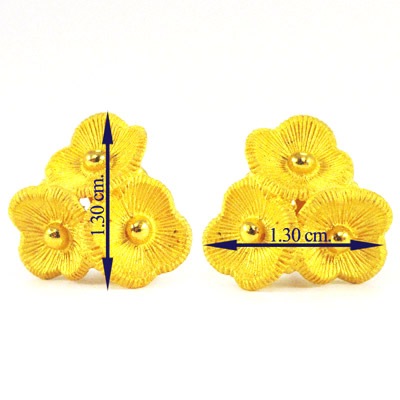 寄り添う3輪フラワー 純金ピアス