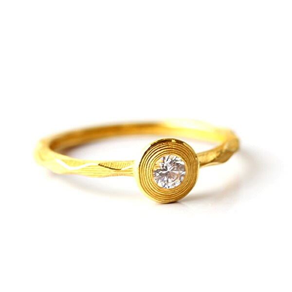 一粒ダイヤモンド 0.1ct  純金リング