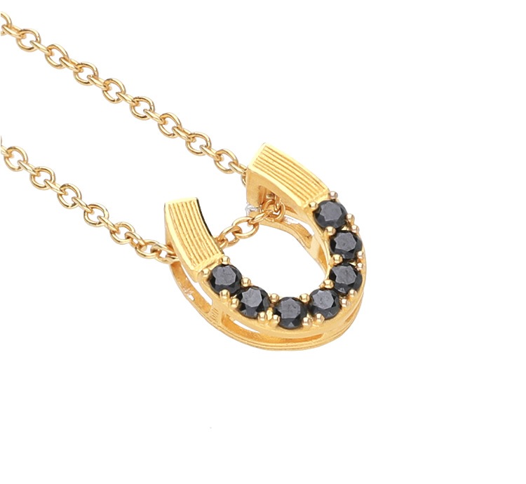 メンズ＞ブラックダイヤモンド ホースシュー 純金ペンダント