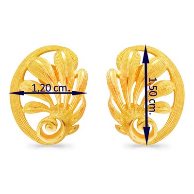 明るく華やかなリーフ 純金ピアス