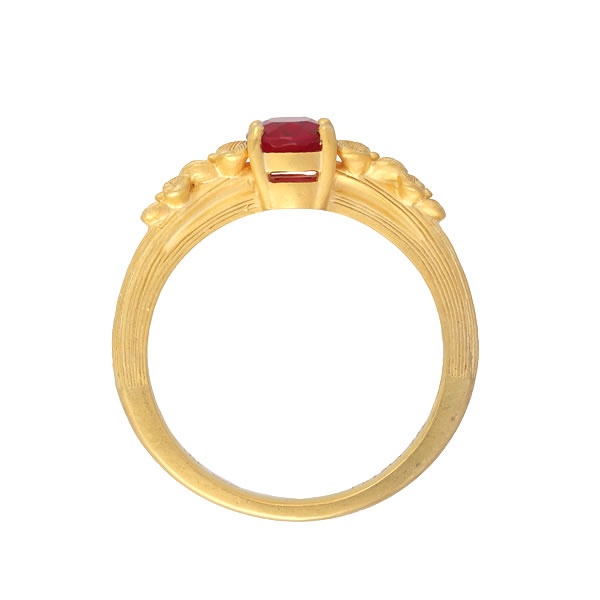 ルビー 1ct 花柄 純金リング