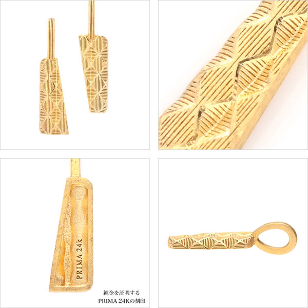 ダイヤカット 純金ペアペンダント（SV925チェーン付き）