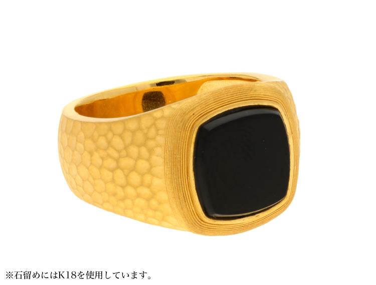 <メンズ>希少な天然ストーン 純金印台リング