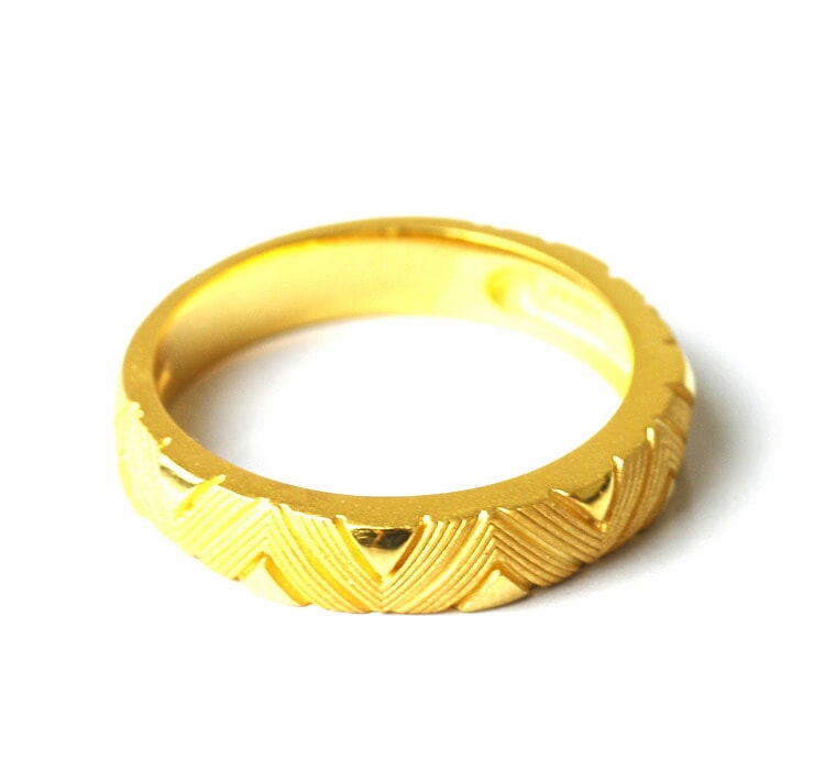 幾何学模様 純金リング