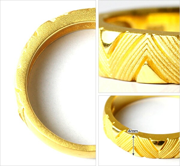 幾何学模様 純金リング