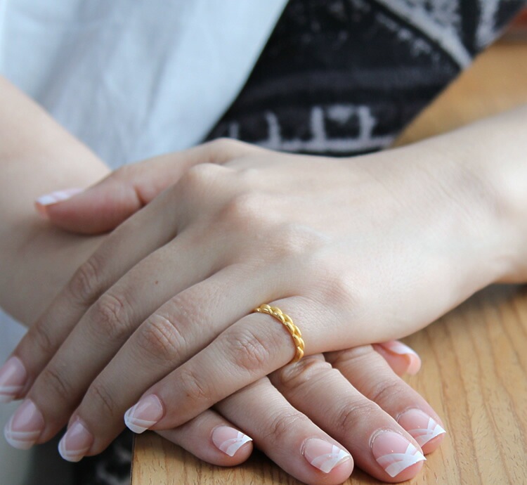 束ねられた黄金の糸 純金リング